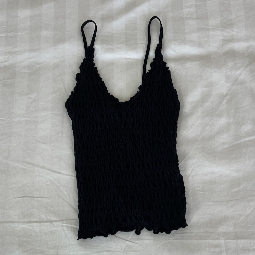 Free People Black Textured Camisole - Pucker Up Seamless Cami
